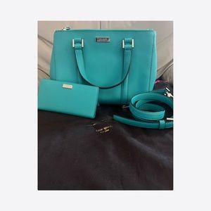 Kate Spade Newbury Loden Ln Teal Satchel & Wallet NWOT